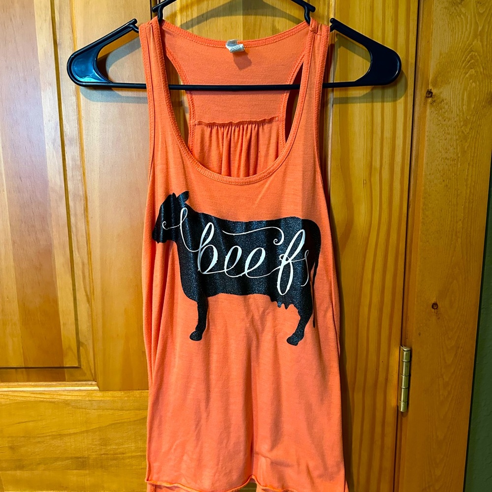 Orange beef tank top; size small; $7